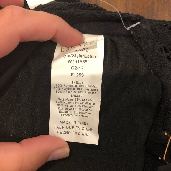 NWT Island Escape Woman Tiered Tankini Swim Top Black Lace Halter Adjustable 6 - Picture 4 of 9